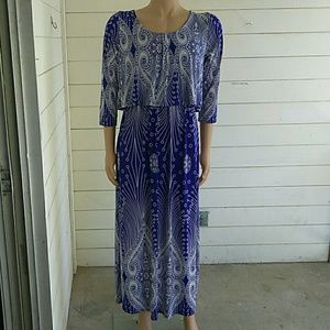 ACE Fashion blue/white fashion maxi dress sz lage
